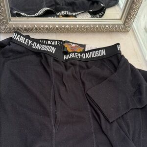 Vintage Harley-Davidson Black Long John Legging Underwear for Men